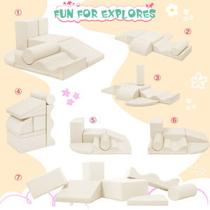 English Elm 7-piece Foam Toddler Climbing Play Set with Modular Blocks for Active Indoor Fun Beige N710P325522K