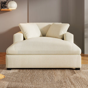 English Elm Mirod Oversized Chaise Lounge with Birch Legs Pillow Back Polyester Upholstered Seating N760P196662A