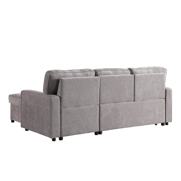 English Elm Upholstery Grey Sectional Sofa Bed with Storage Chaise, Built-in USB, Cup Holders, Chenille Comfort W1099S00151