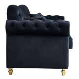 English Elm 82.68'' Mid Century Modern Velvet Couch Chesterfield Sofa For Living Room,Hotel,Guest Room,Waiting Room, Black Color