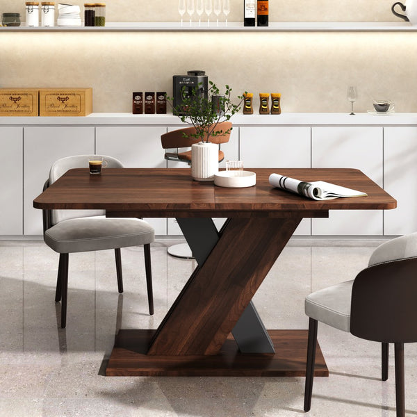 English Elm Multifunctional Extendable Console Dining Table with Geometric X Base Melamine Top W331S00179