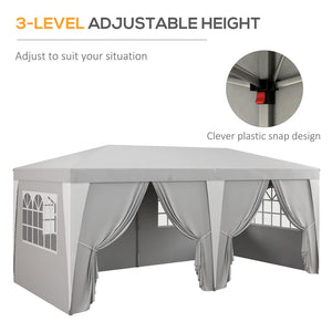English Elm Outsunny 19 X 10' Instant Pop-Up Canopy Tent With 6 Sidewalls, Adjustable Height For Events & Parties W2225P174226-GIGA
