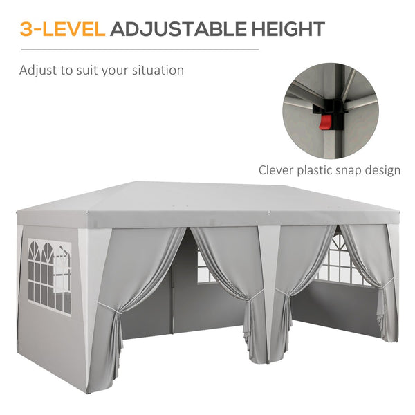 English Elm Outsunny 19 X 10' Instant Pop-Up Canopy Tent With 6 Sidewalls, Adjustable Height For Events & Parties W2225P174226-GIGA