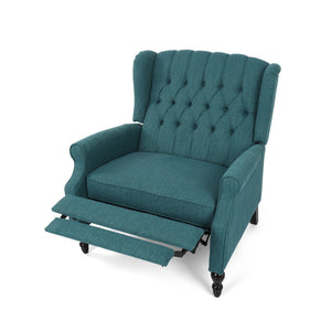 English Elm Christopher Knight Home® - Push Back Recliner Chair with Nailhead Trim and Tufted Wingback, Oversized Pushback Lounge Comfort Teal 64257.00T