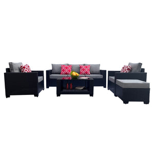 English Elm Outdoor 7-Piece Pe Rattan Patio Furniture Set With Cushions & Coffee Table For Stylish Relaxation W213S00046-GIGA