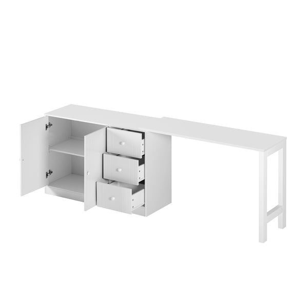 English Elm U_style Extendable Wooden Sideboard with 3 Drawers and 2 Doors for Entryway Living Room N711P334768K