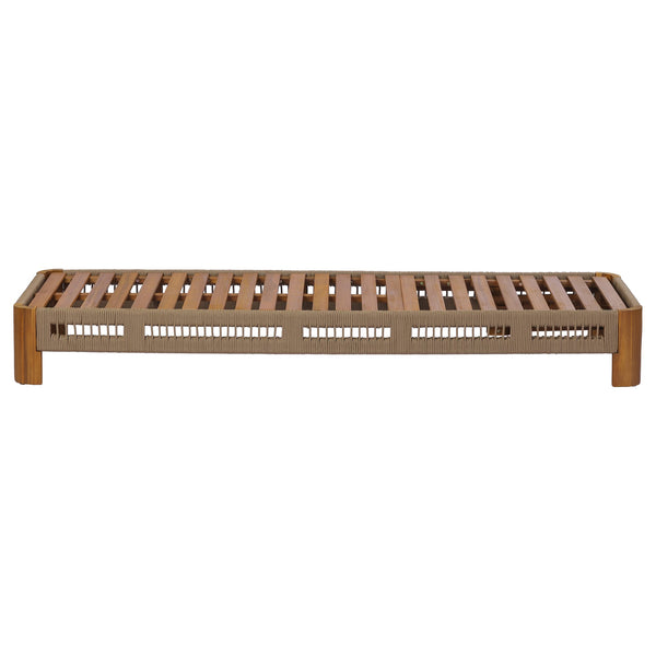 English Elm Acacia Solid Wood Outdoor Chaise Lounge with Rope Panels and Adjustable Reclining Back N767P369236T