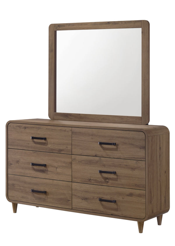English Elm 1pc Contemporary Six Drawer Wooden Dresser Warm Light Brown Finish Bedroom Storage B2741P482265
