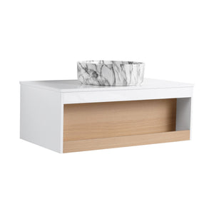 English Elm 36" Floating Bathroom Vanity Light Oak Modular Cabinet with Gel Coat Integrated Sink Grey+White,White + Light Oak W3450S00064