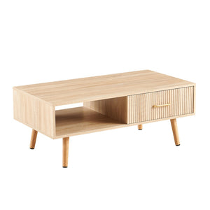 English Elm Rectangle Coffee Table With Solid Wood Legs, Modern Storage Design For Stylish Living Rooms W1265P230626-GIGA