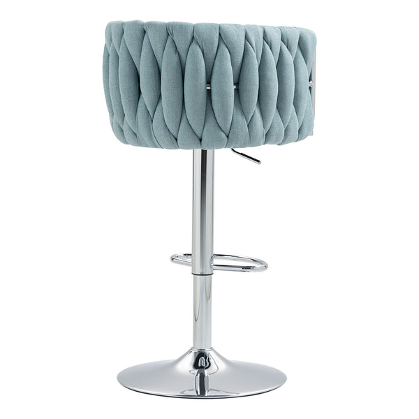 English Elm 360° Fabric Swivel Bar Stools Set of 2 with High Rebound Sponge Cushions, Adjustable Metal Legs, Modern Design Blue W2215P252782