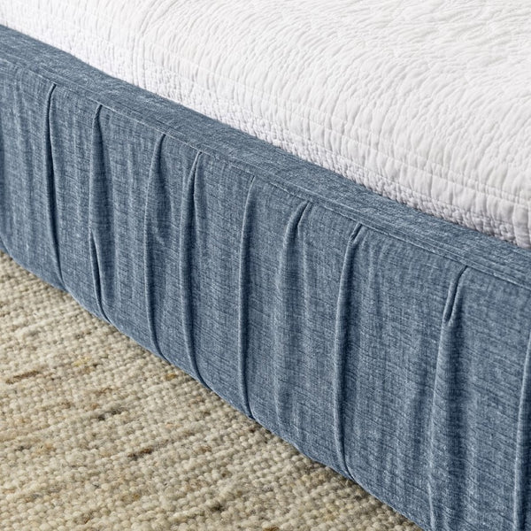 English Elm Queen Upholstered Platform Bed With Pleated Chenille Headboard - Sturdy Support, No Box Spring Needed W487S00338-GIGA