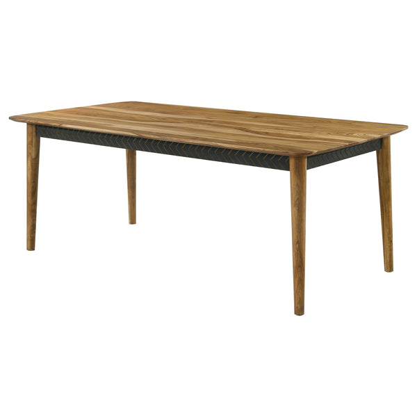 English Elm Crossmoor Natural Sheesham Dining Table with Tapered Legs, Chevron Apron Accent & Bold Grain Finish B062P350429