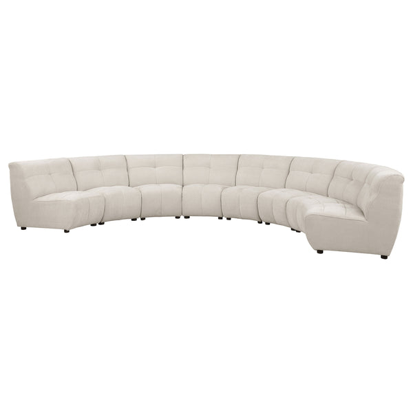 English Elm Sycamore Demi-Lune 8-Piece Curved Upholstered Sectional Sofa in Ivory — Elegant Armless Modular Design B062S01078