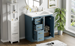 English Elm 30'' Stylish Bathroom Vanity Set With Ceramic Sink, Soft-Close Doors, Solid Wood Frame & Modern Design N710P191970M