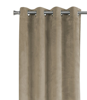 English Elm Curtain Panel Set, 2Pcs 54"W X 95"L Room Darkening Beige Velvet For Elegant Privacy In Any Room B2710P218772