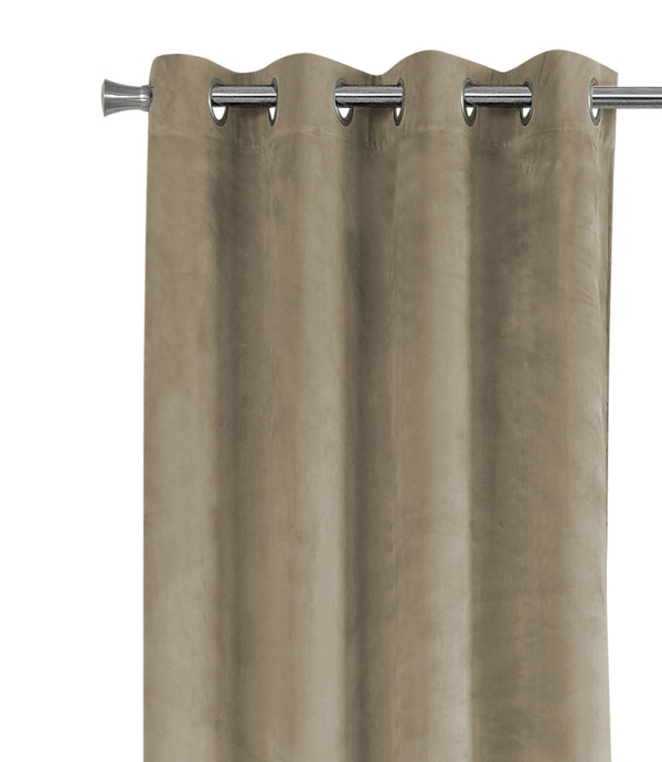 English Elm Curtain Panel Set, 2Pcs 54"W X 95"L Room Darkening Beige Velvet For Elegant Privacy In Any Room B2710P218772