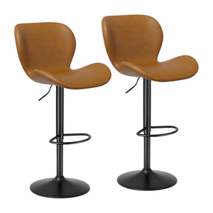 English Elm Swivel Bar Stools Set Of 2 - Adjustable Pu Leather Chairs With Back & Footrest For Comfort & Style T3950P396422-GIGA