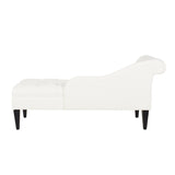 English Elm Harrison Tufted Roll Arm Chaise Lounge, Antique White Polyester