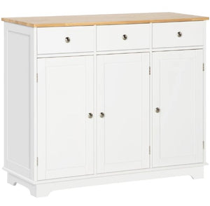 English Elm Adjustable Freestanding Kitchen Hutch with Glass Doors Microwave Station and Drawers T3971P429261