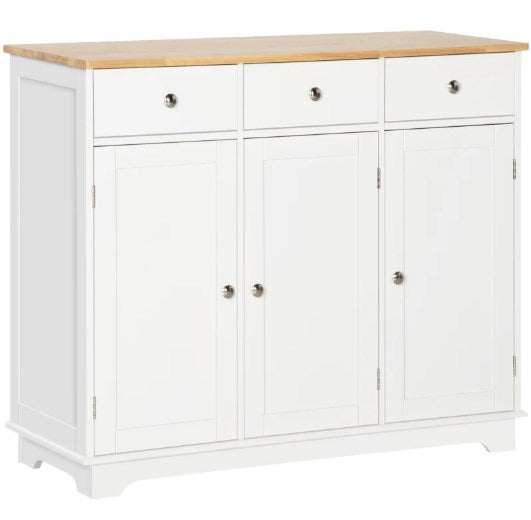 English Elm Adjustable Freestanding Kitchen Hutch with Glass Doors Microwave Station and Drawers T3971P429261