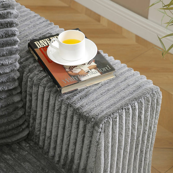 English Elm 109'' Modular Cloud Sectional with Deep Corduroy Cushions for Living Room Lounging W1117S00309