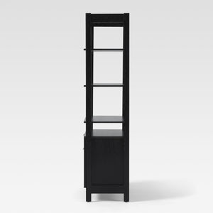 Holmes Modern Wide Bookcase with Two Reeded Drawers Black WEHOL41OS3BL20 Walker Edison