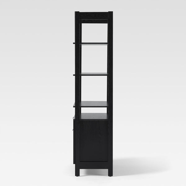 Holmes Modern Wide Bookcase with Two Reeded Drawers Black WEHOL41OS3BL20 Walker Edison