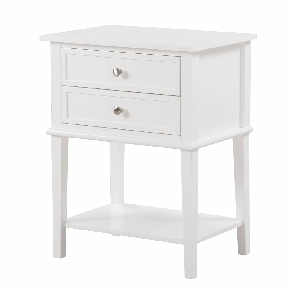 English Elm Elegant Compact Nightstand with Open Shelf, Durable Particle Board Construction, Easy Assembly Guide Included for Modern Bedroom Storage and Style White 15.16 L x 17.52 W x 24.02 H B078112102