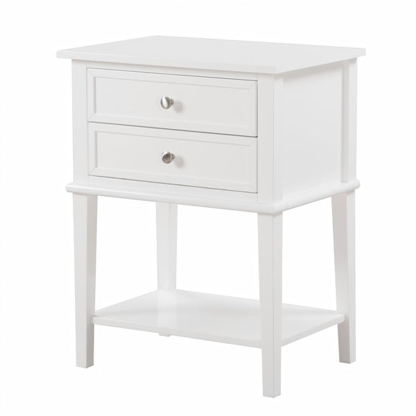 English Elm Elegant Compact Nightstand with Open Shelf, Durable Particle Board Construction, Easy Assembly Guide Included for Modern Bedroom Storage and Style White 15.16 L x 17.52 W x 24.02 H B078112102
