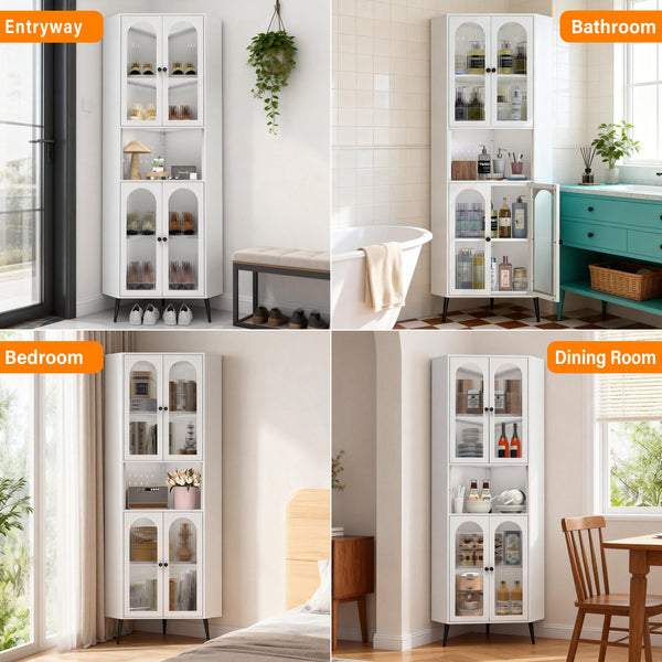 English Elm 73'' Tall Steel Corner Cabinet with Adjustable Shelves and Doors for Any Room W3387P450849