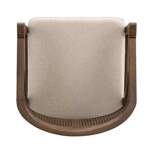 English Elm Wooden Rubberwood Dining Chairs with Woven Rattan Back Ergonomic Seat Set of 2 Beige,Walnut N771P256965T