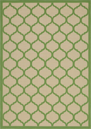 Unique Loom Outdoor Trellis Moroccan Machine Made Geometric Rug Beige and Green, Green 8' 0" x 11' 4"