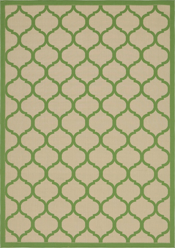 Unique Loom Outdoor Trellis Moroccan Machine Made Geometric Rug Beige and Green, Green 8' 0" x 11' 4"