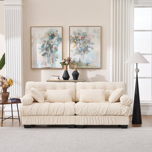 English Elm Cloud Modular Sectional Sofa Deep Seat Flannelette Upholstered Living Room Couch Beige W2120S00021