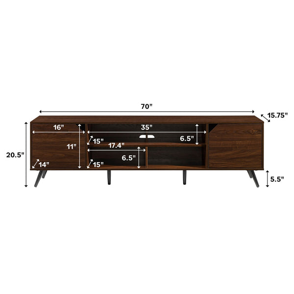English Elm Walker Edison - Contemporary Minimalist 2-Door TV Stand for TVs up to 80" with Cord Management, Adjustable Shelves Dark Brown 82.63 L x 19.38 W x 4.88 H B185P169004