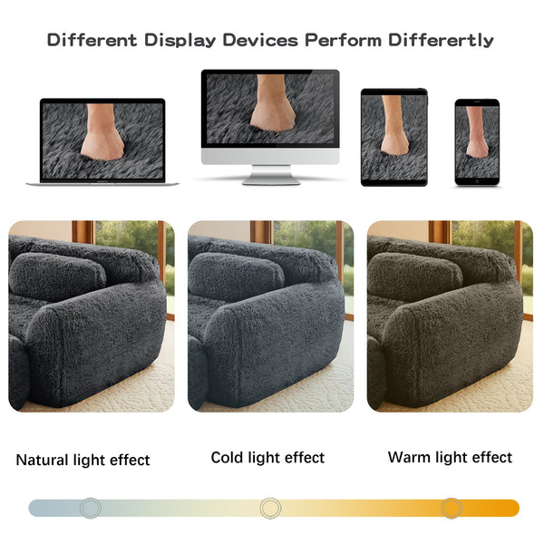 English Elm 114''soft Plush Modular Sectional Sofa with Cloud Cushions for Living Room Theater Dark Grey W714S01549