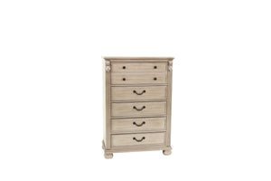 English Elm Antique Solid Wood 5-Drawer Chest with Lion Claw Carvings, Fluted Accents 36"x18"x51" B011P238882