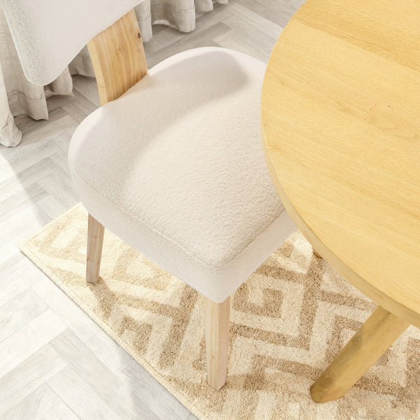 English Elm Wooden Dining Chair Set Teddy Fleece Upholstered Rubberwood Legs for Kitchen or Living Room W1687P372427