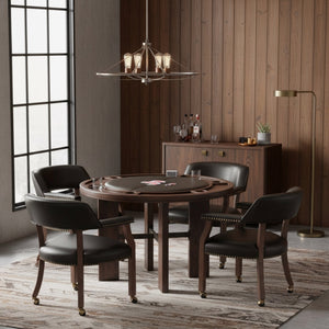 English Elm Gorman Round Walnut Game Dining Table with Reversible Top and Scandinavian Legs B050P412220