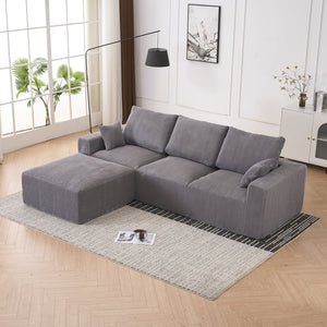 English Elm Boneless U-Shaped Modular Cloud Couch Sofa - Cozy Grey Corduroy Sleeper, No Assembly Needed! W3401S00009