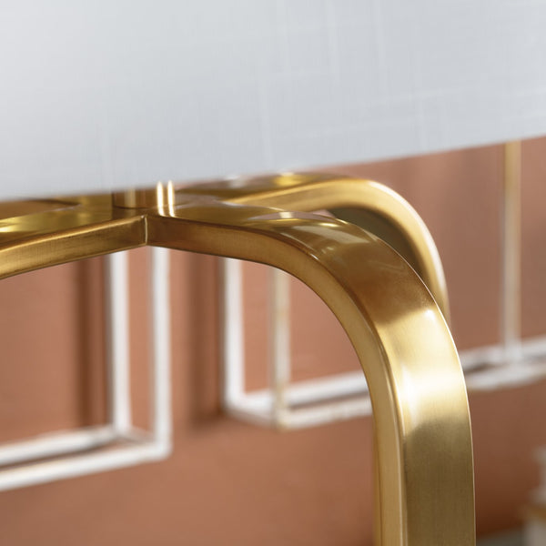 Crestview Collection 26"H Greyson Modern Metal Table Lamp With Chic Gold Finish, Textured White Shade & Versatile Design   Cvazer165