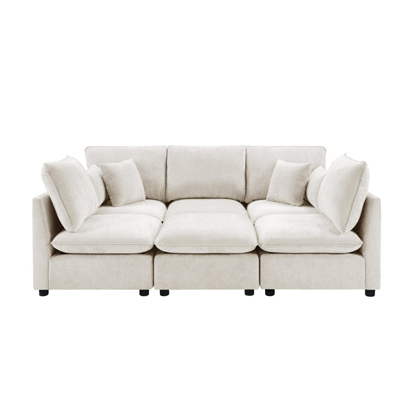 English Elm Swivel Barrel Accent Chair Chenille Tufted Round Club Seat for Living Room Lounge Beige N719S002300A