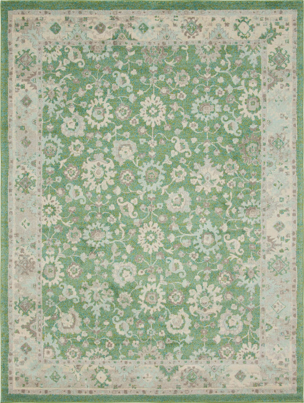 Unique Loom Penrose Krystle Machine Made Floral Rug Green, Beige/Ivory/Light Blue 9' 0" x 12' 0"