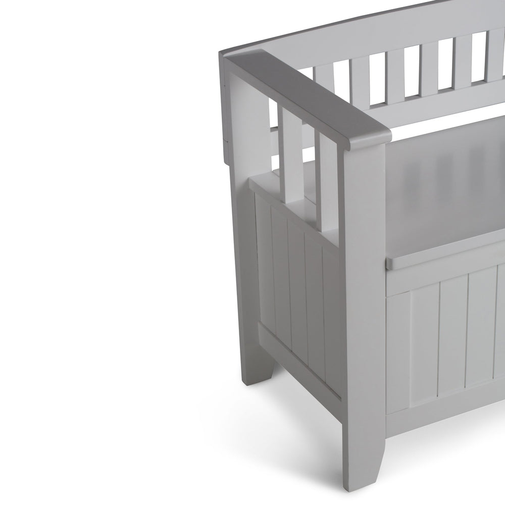 English Elm Acadian Handcrafted Entryway Storage Bench with Lift-Top Seating, Solid Wood, Transitional Design White B136P158263