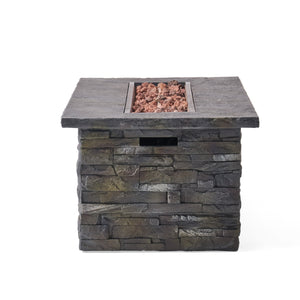 English Elm 56" Rectangular Mgo Propane Fire Pit with Faux Stone Finish for Patio Entertaining 63666.00-50K