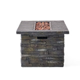 Christopher Knight Home® - Noble House - - 56" Outdoor 40,000 Btu Rectangular Mgo Concrete Propane Fire Pit, Stone Pattern (Tank Cover Not Included)