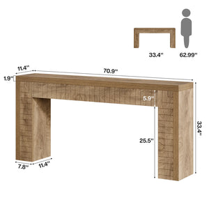 English Elm 2-tier Industrial Console Table Rustic Wood and Black Metal Frame Entryway Sofa T3971P461109