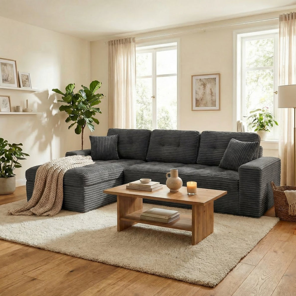 English Elm Modular Cloud Sectional Sofa with Ottoman Plush Velvet Foam Lounge Set W5502S00008