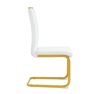 English Elm Modern Cantilever Gold Frame Pu Leather Dining Chairs Glam Set of Four W3875P372970